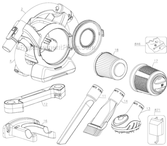 Page A Diagram and Parts List for Type 1 Black and Decker Hand Vacuum